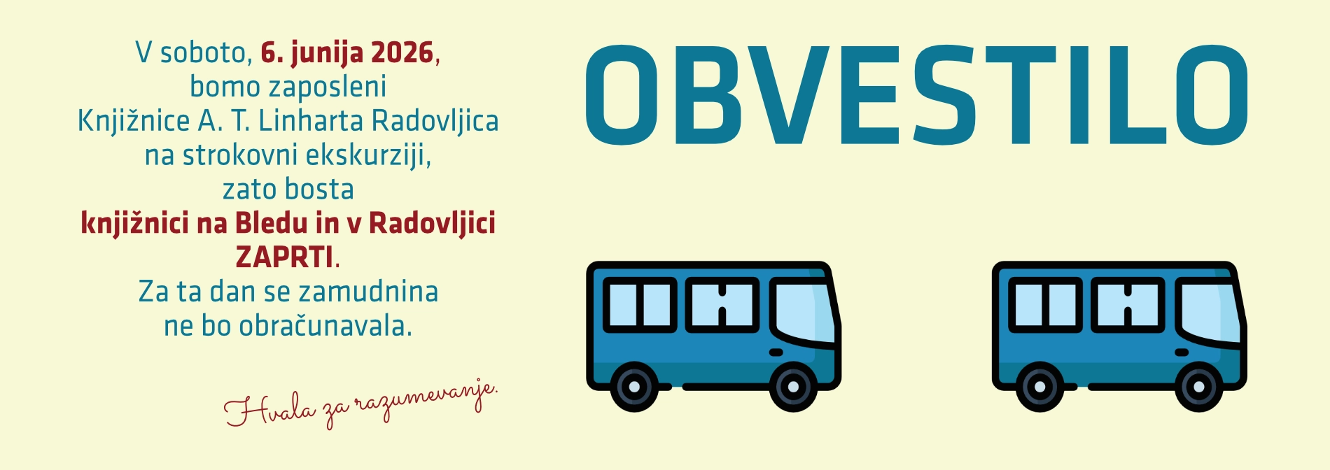 Obvestilo o zaprtosti